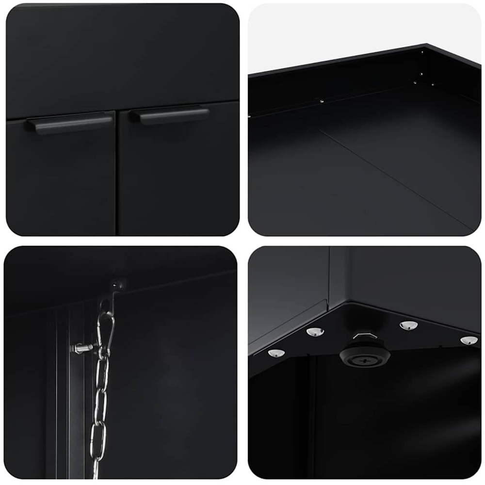 vidaXL Black 2 Wheelie Bin Storage Shed with Planter Roof Image 8