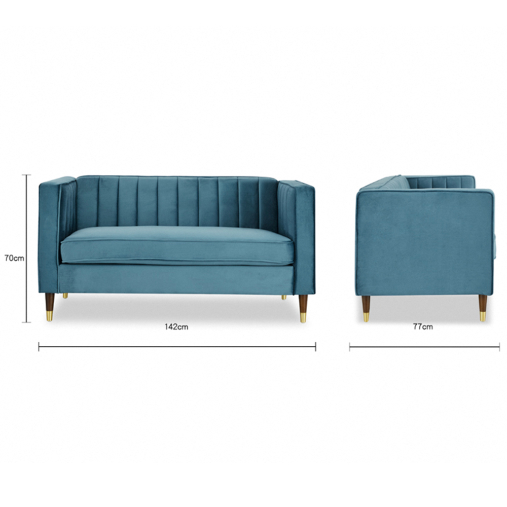 Home Detail Thomas 2 Seater Blue Velvet Sofa Image 9