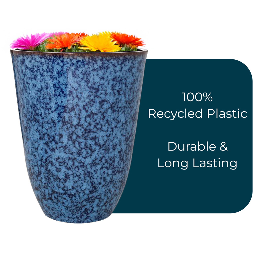 Jack Stonehouse Speckled Blue Round Ceramic Look Planter 29cm Image 4