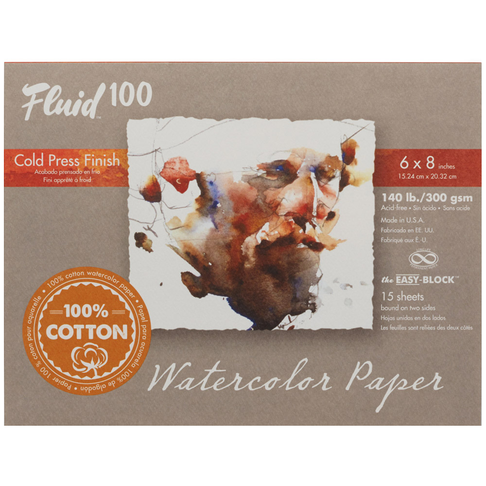 Speedball Fluid 100 White Cold Press Watercolour Paper Block 6 x 8inch Image