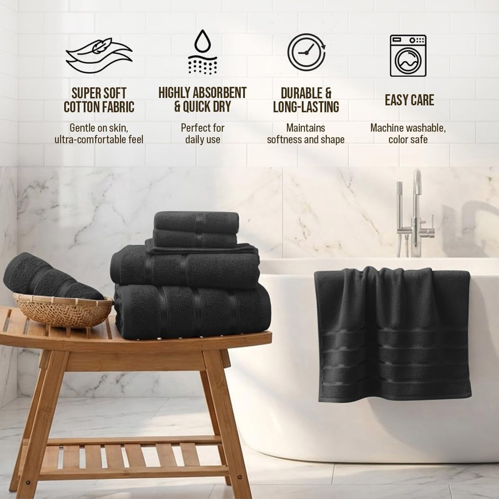 Smart Living Boston 8 Piece Black Towel Bale Set Image 5