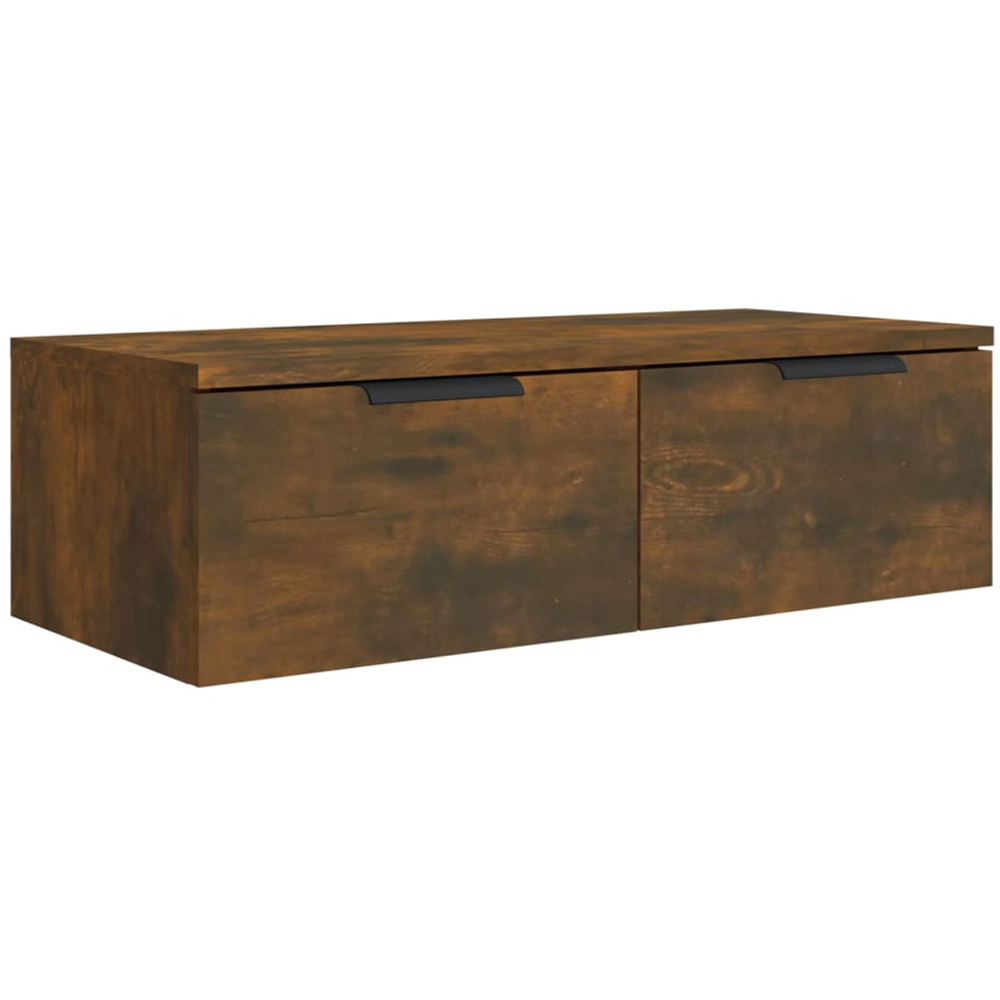 vidaXL 2 Drawer Smoked Oak Wall Cabinet Set of 2 Image 6