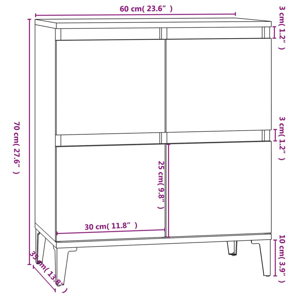 vidaXL 4 Door Sonoma Oak Sideboard Image 9