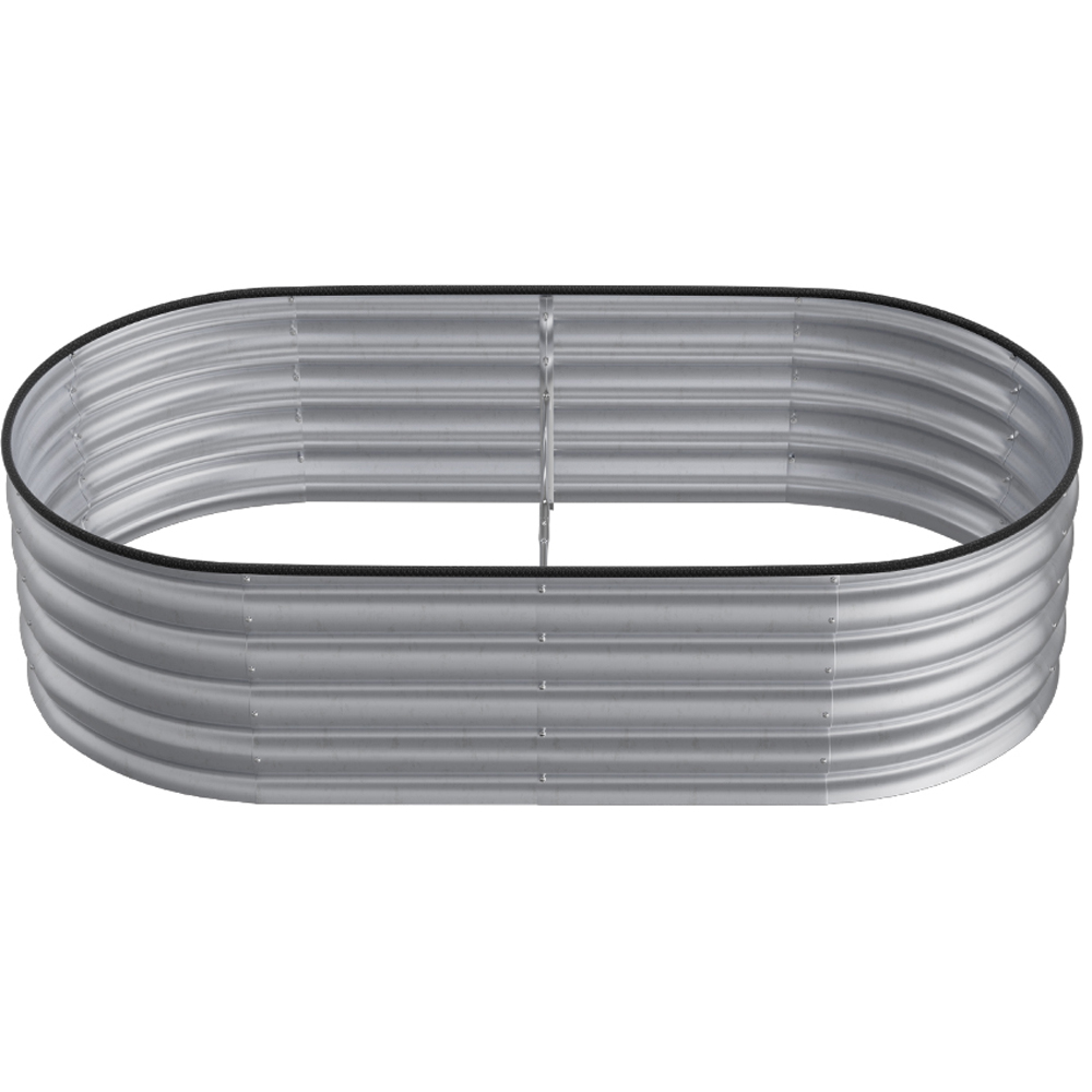 Living and Home Silver Oval Galvanised Steel Raised Garden Bed 160 x 42cm Image 4