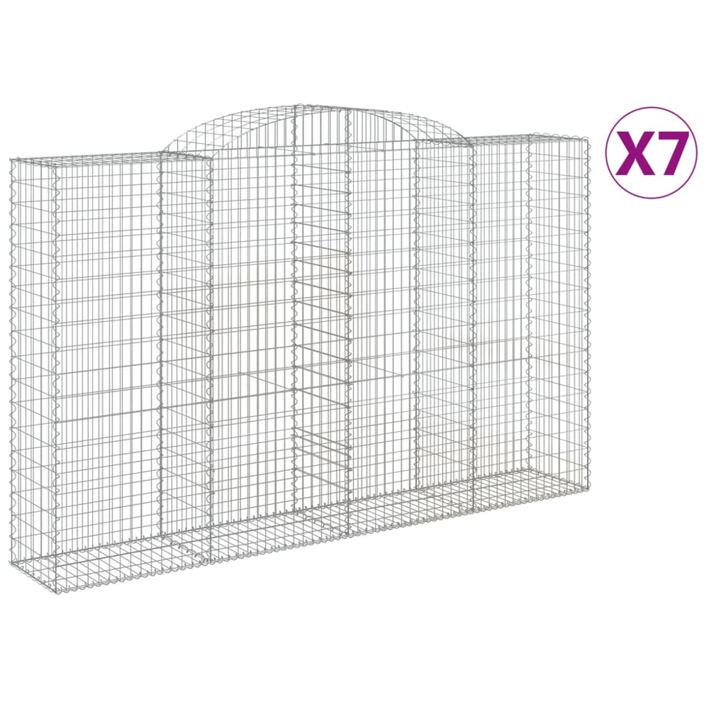 vidaXL Silver Galvanised Iron Arched Gabion Basket 300 x 50 x 180/200cm 7 Pack Image 2