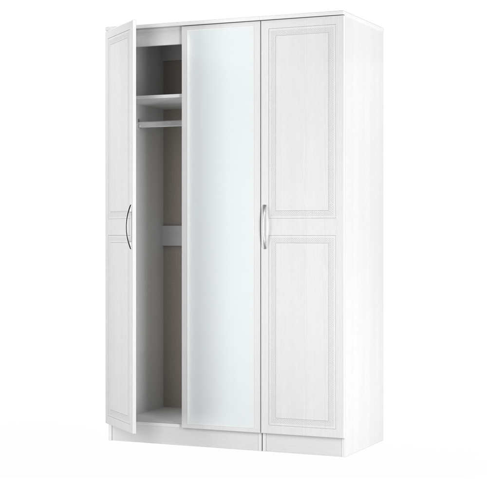 Crowndale Dorset 3 Door Signature White Mirrored Wardrobe Ready Assembled Image 6