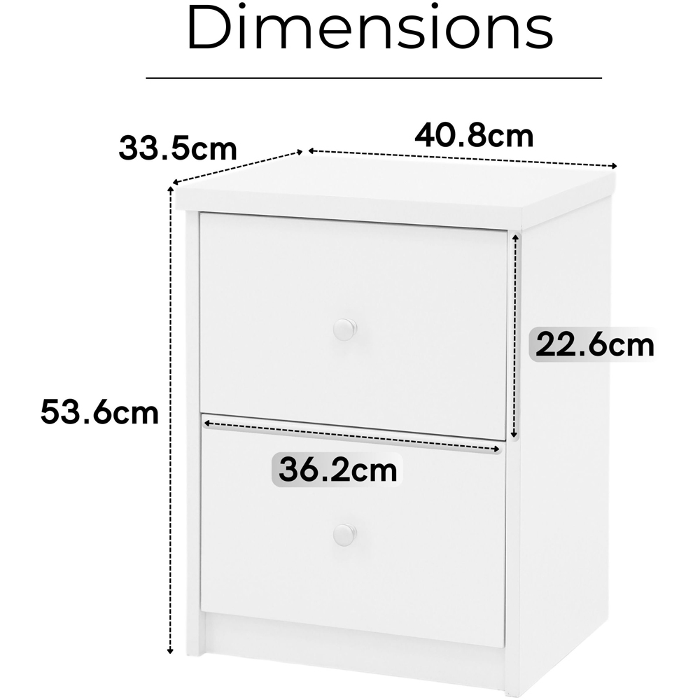 Core Products Erin 2 Drawer White Finish Bedside Cabinet  Image 9