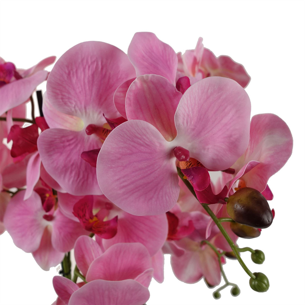 Leaf Pink Orchid Artificial Plant in Glass Planter 50cm Image 3