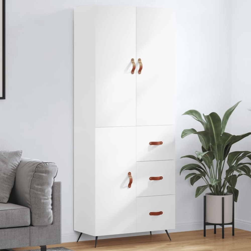 vidaXL 3 Door 3 Drawer White Tall Highboard Image 1