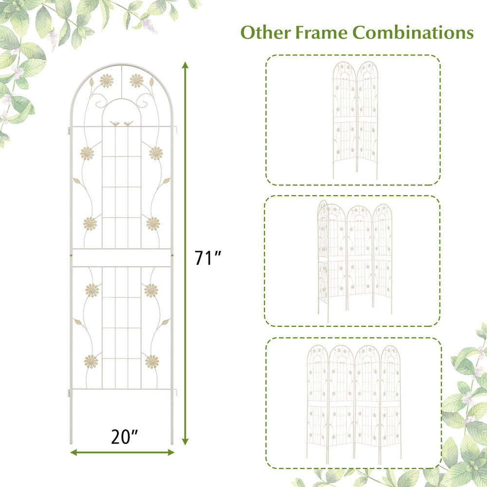 Costway White Metal 180 x 50cm 4 Pack Wire Lattice Garden Trellis Image 9