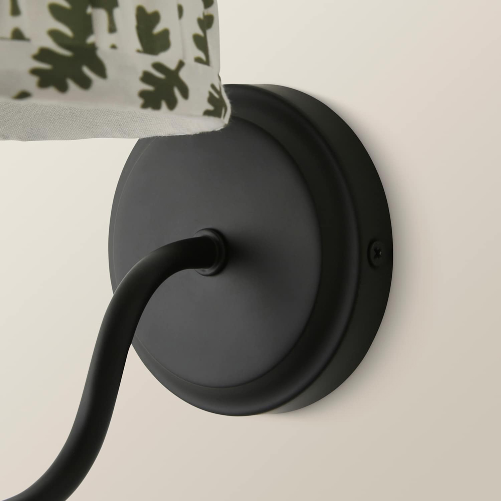 ValueLights Binky Green Floral Shade Black Rechargeable Wall Light with Bulb Image 4