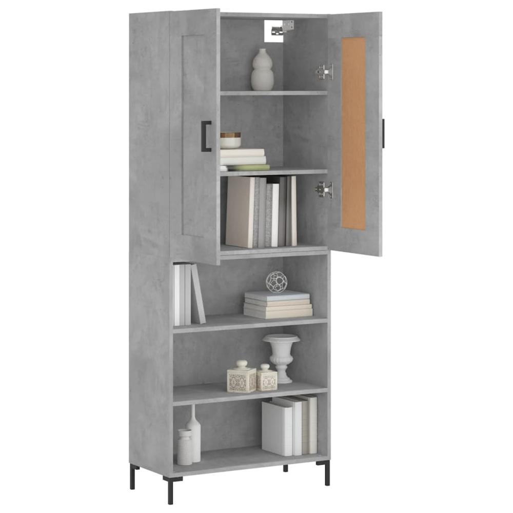 vidaXL Single Glass Door 3 Drawer Grey Sonoma Highboard Image 3