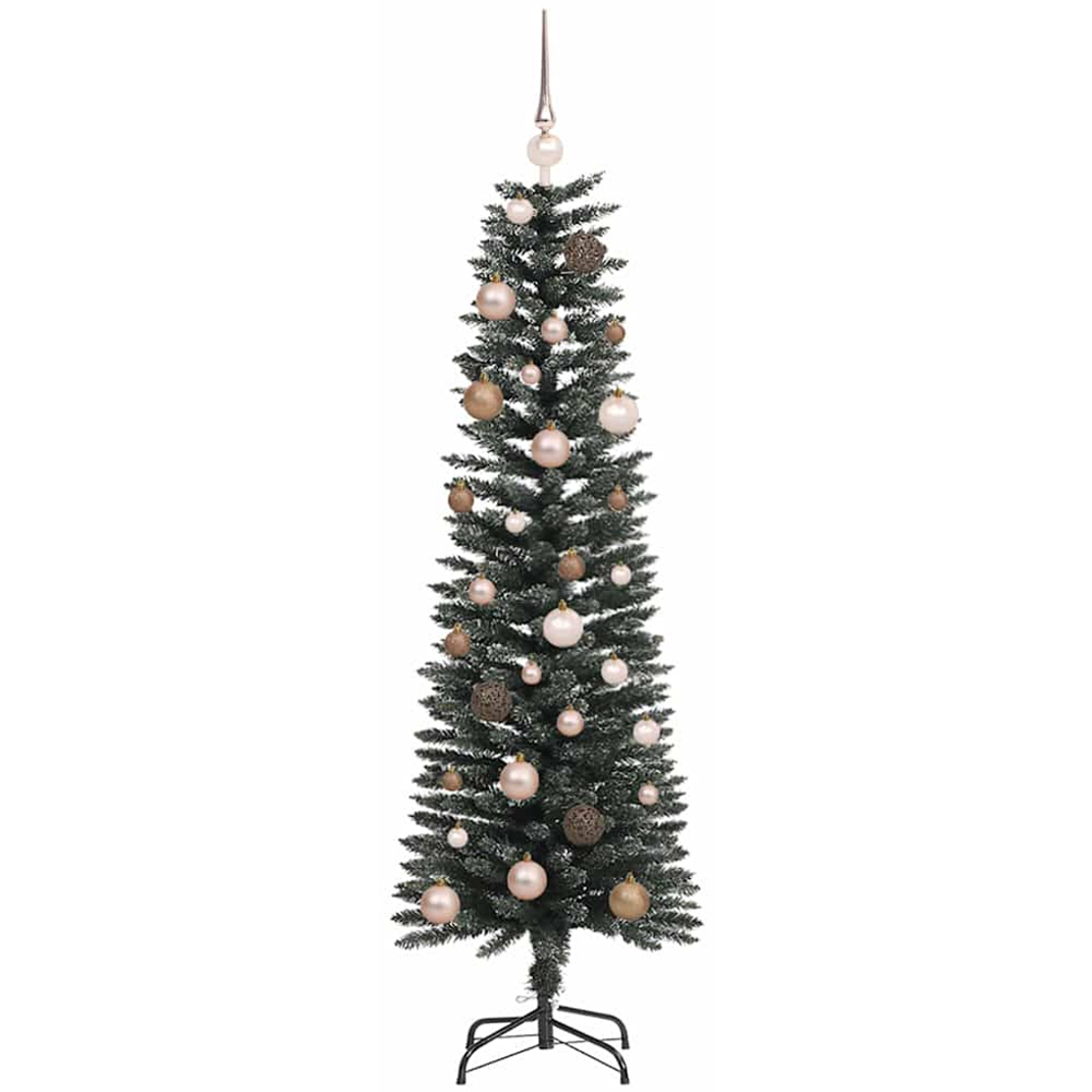vidaXL Pre-Lit Rose Gold Baubles Green Artificial Christmas Tree 5ft Image 4