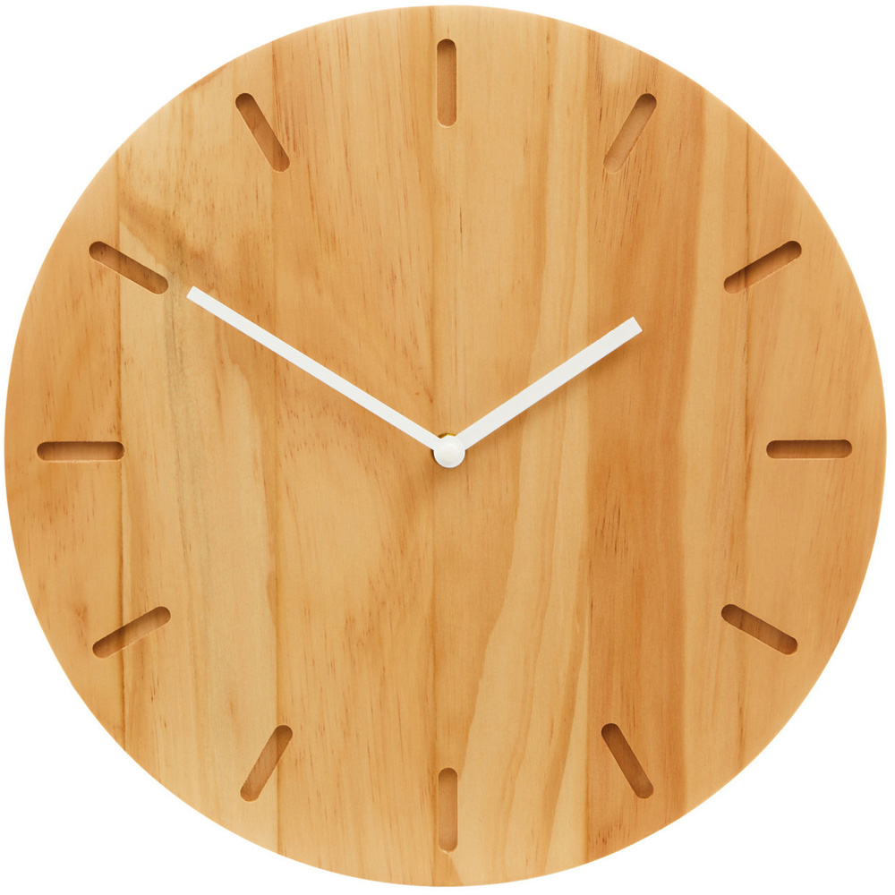 Premier Housewares Vitus Natural Wood Effect Wall Clock Image 1