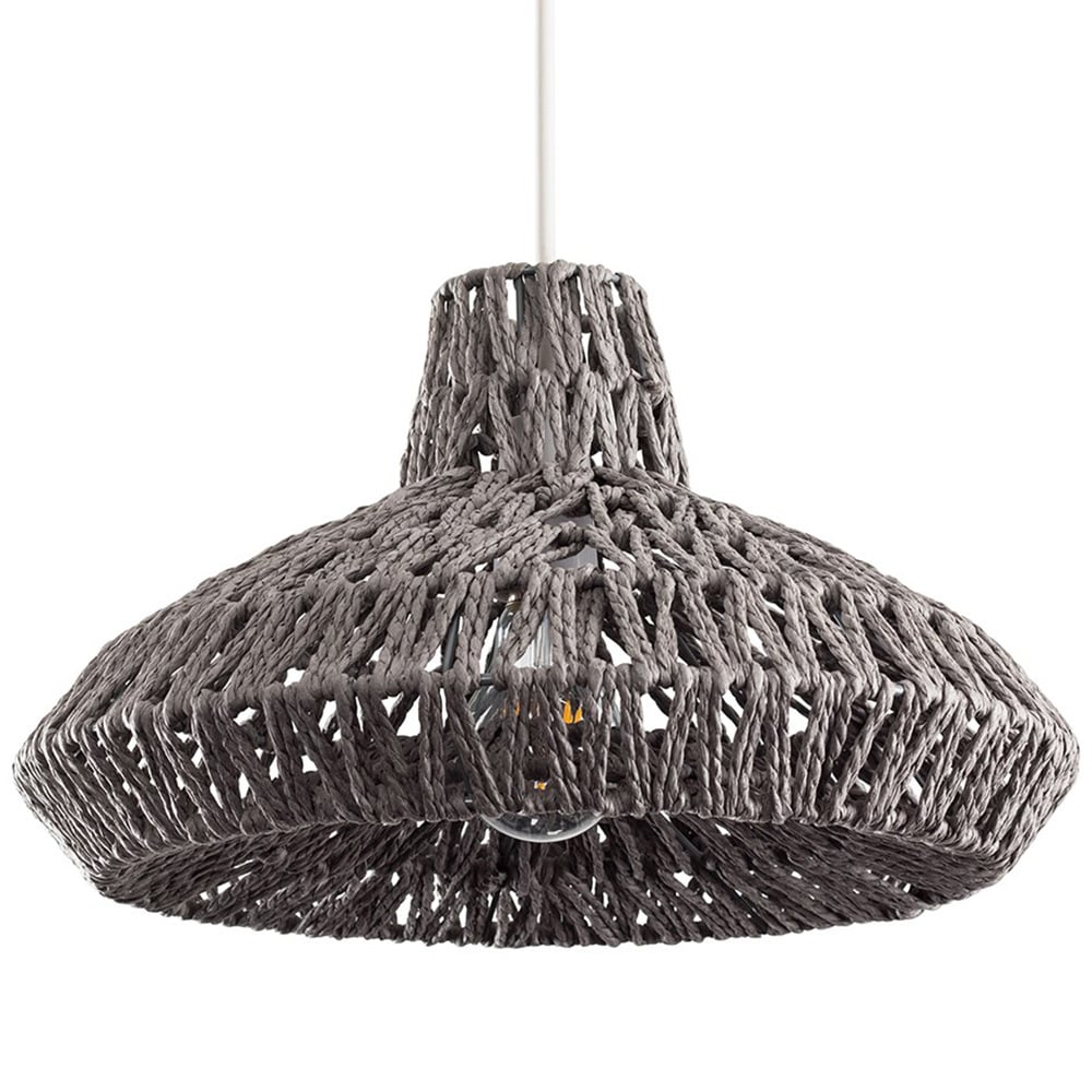ValueLights Hamilton Grey Woven Easy Fit Pendant Light Lamp Shade Image 1