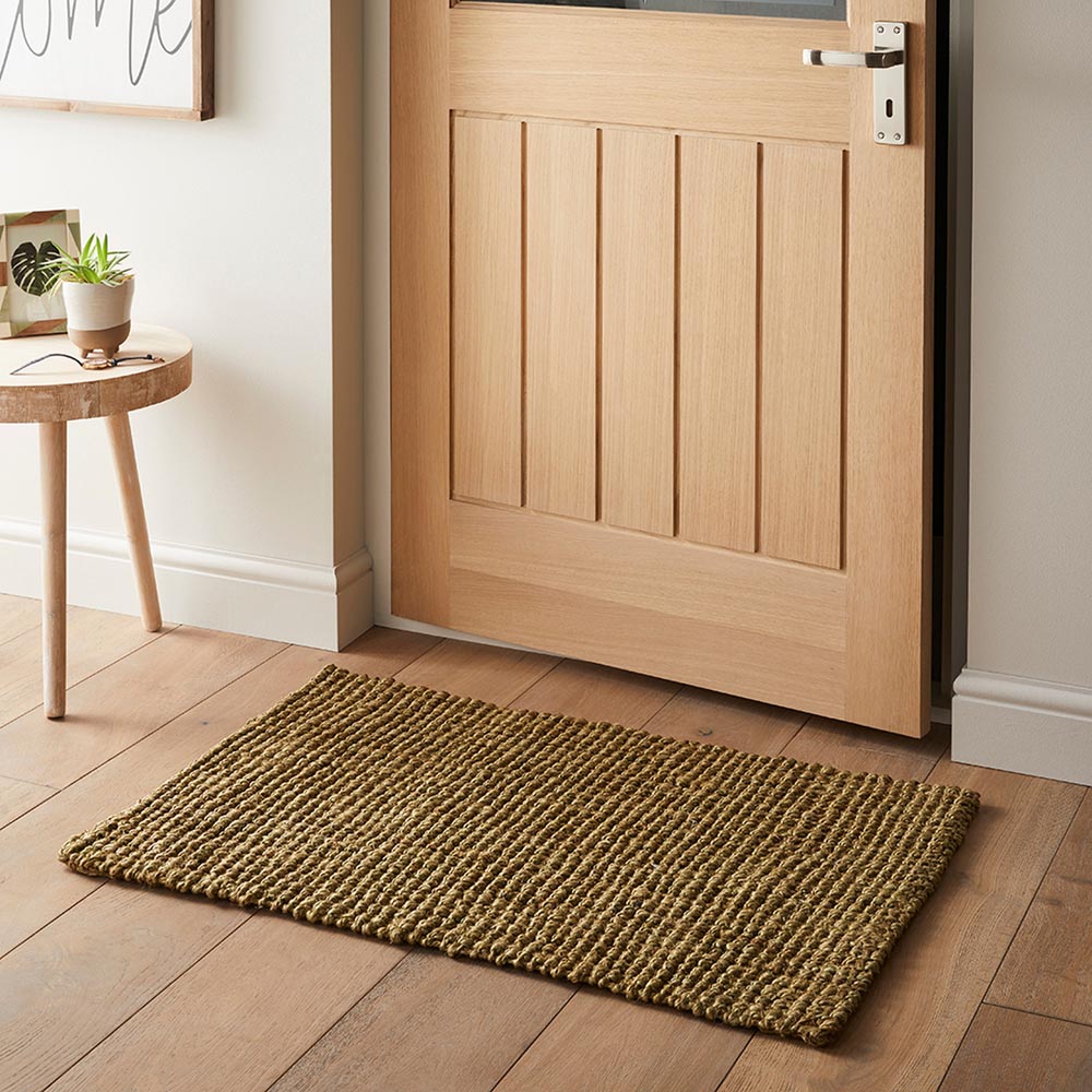 Whitefield Olive Green Handwoven Jute Boucle Doormat 45 x 75cm Image 3
