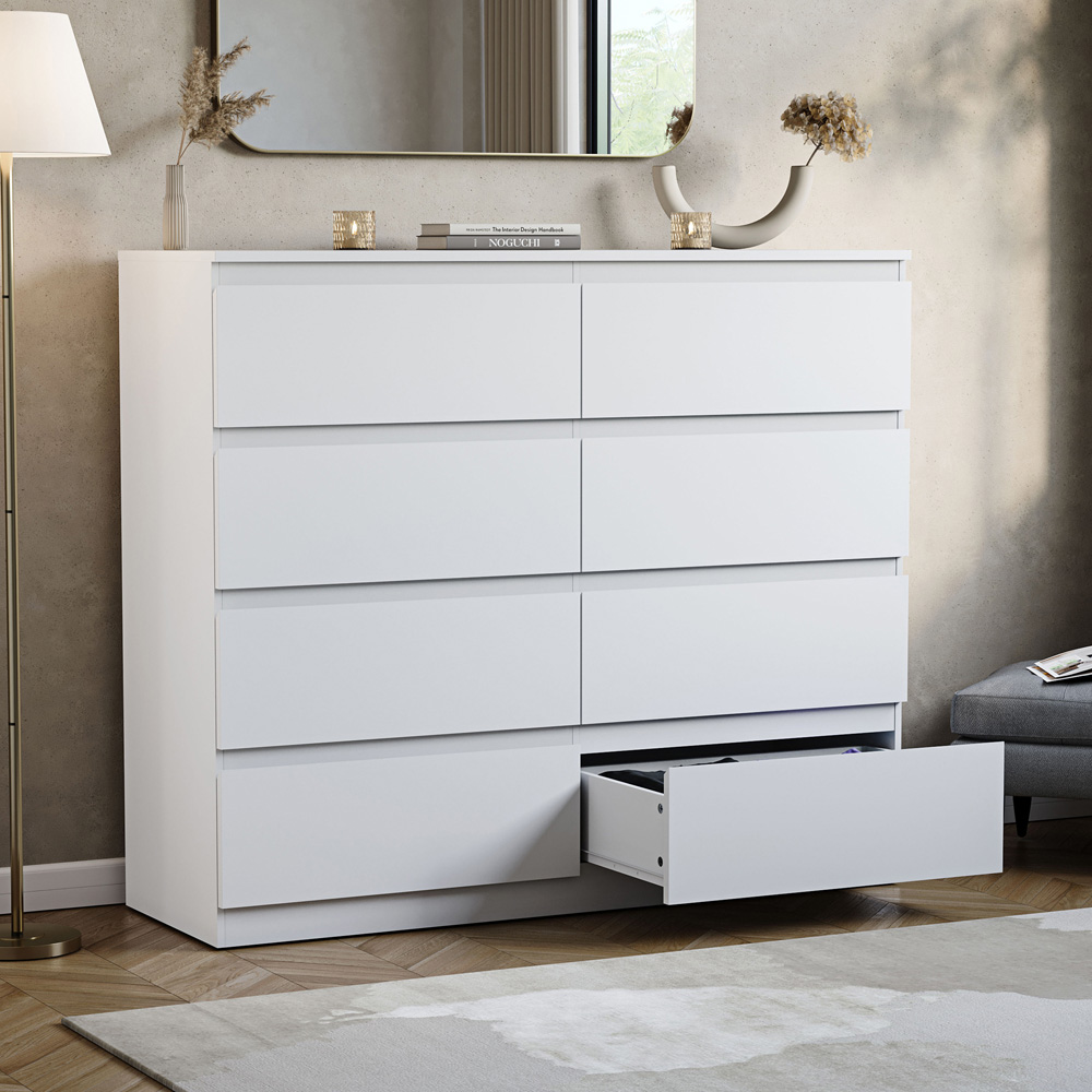 VIDA DESIGNS Denver 8 Drawer White Chest of Drawers Image 4