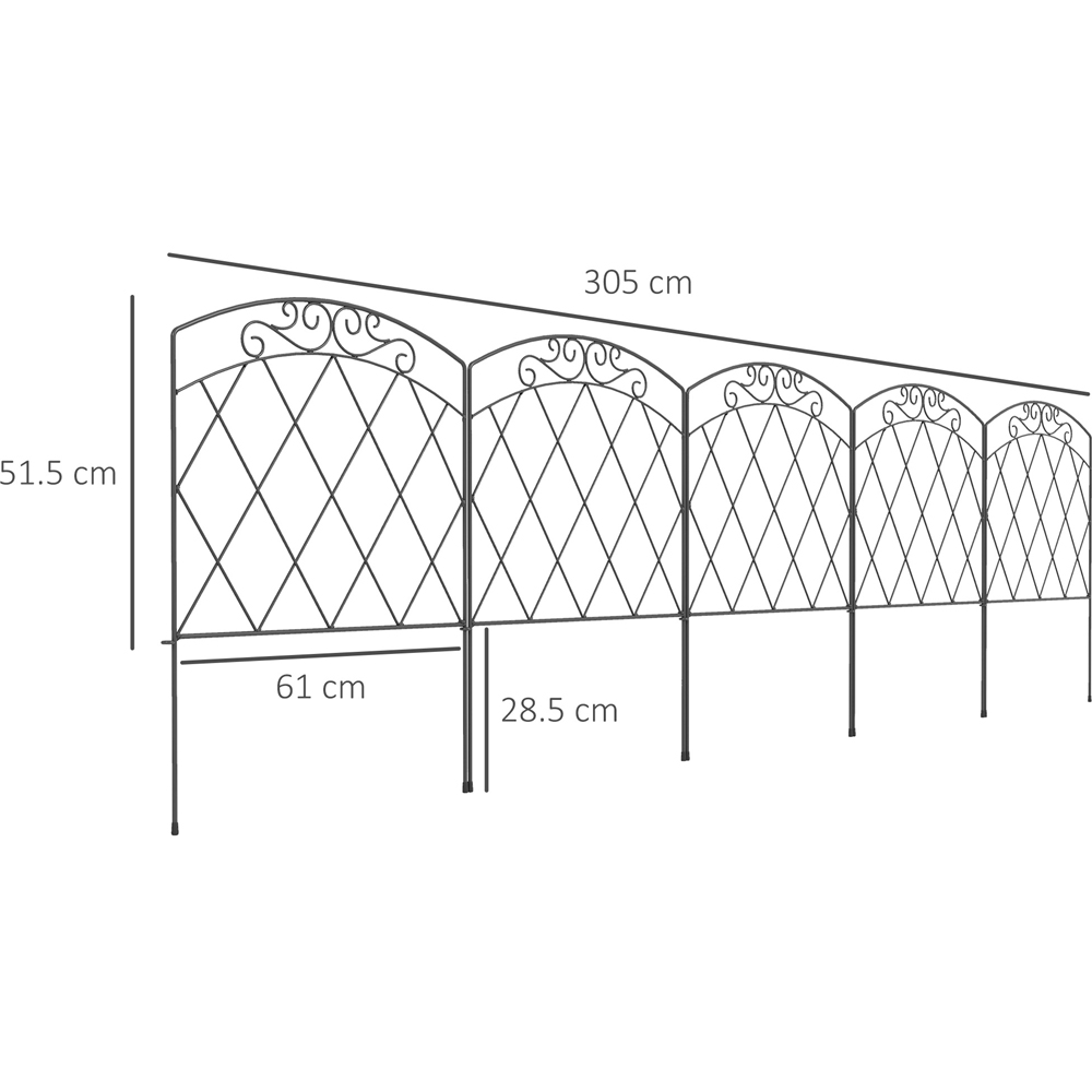 Outsunny 3 x 10ft Black Outdoor Picket Fence Panel Image 9
