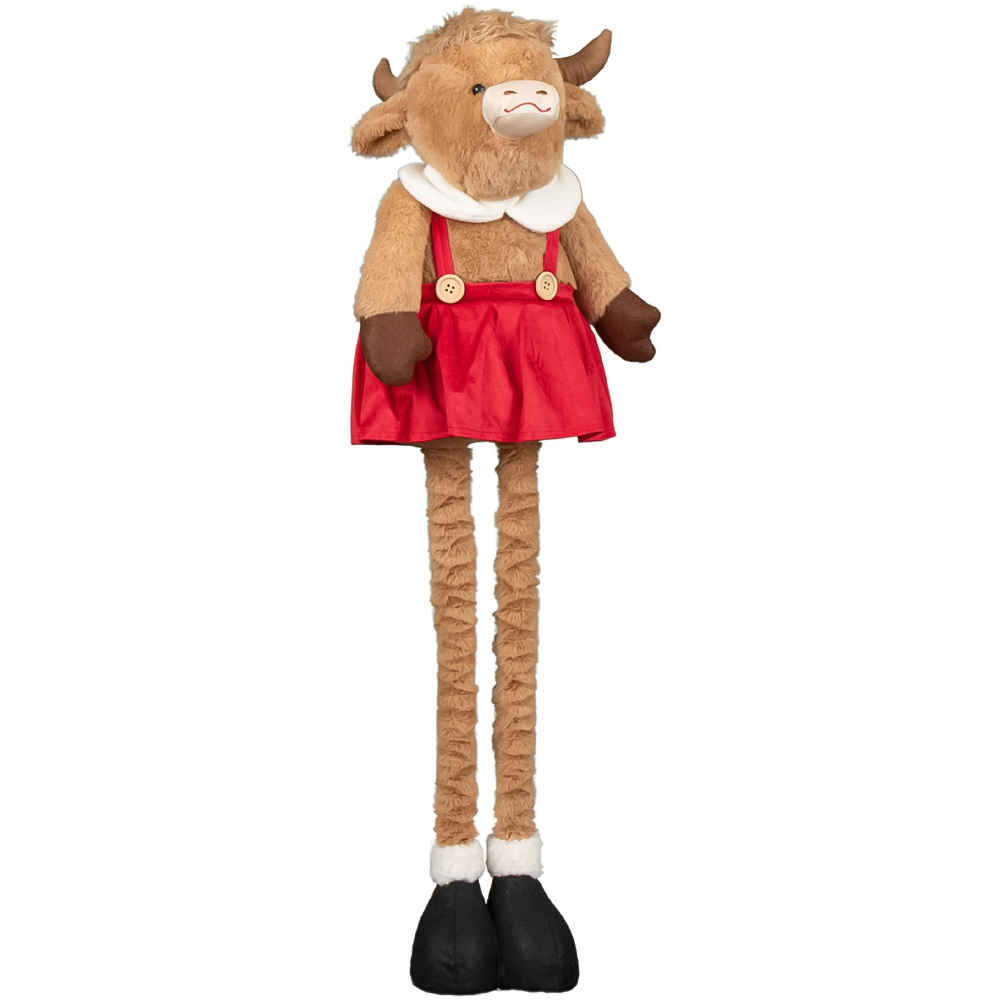 Samuel Alexander Plush Standing Highland Girl Cow with Extendable Legs Christmas Decoration 84cm Image 1