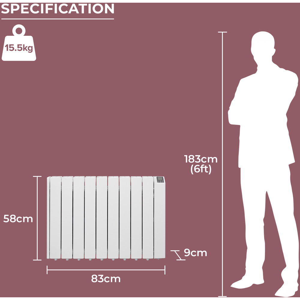 Adam Alba White Oil-Filled Electric Radiator 1500W Image 9