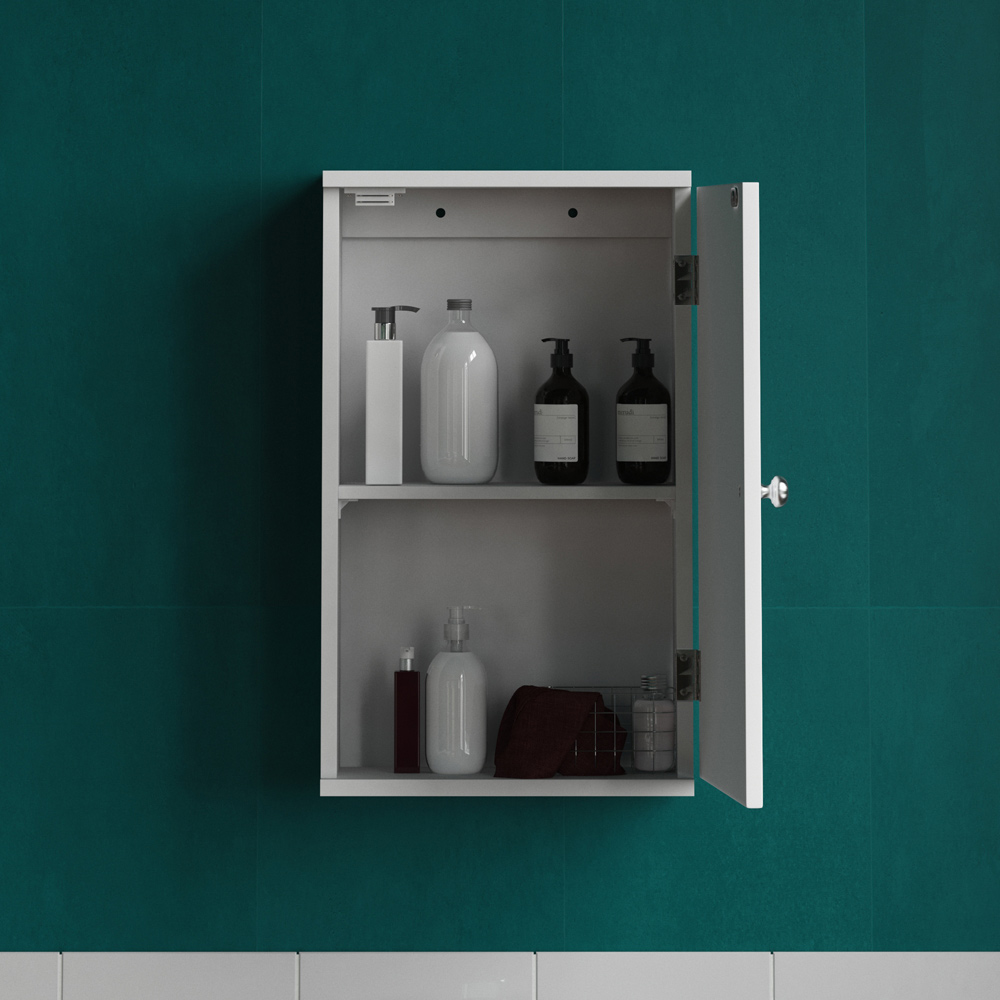 Lassic Bath Vida Priano White 1 Door Bathroom Cabinet Image 6