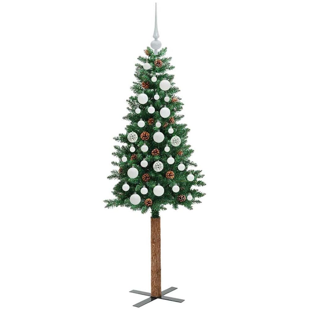 vidaXL Green Artificial Christmas Tree with Pinecones LEDs White Decoration Ornaments 5ft Image 4