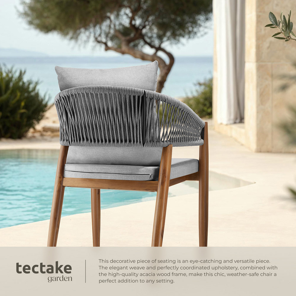 tectake Manacor Set of 6 Greige Rope Design Garden chair Image 4