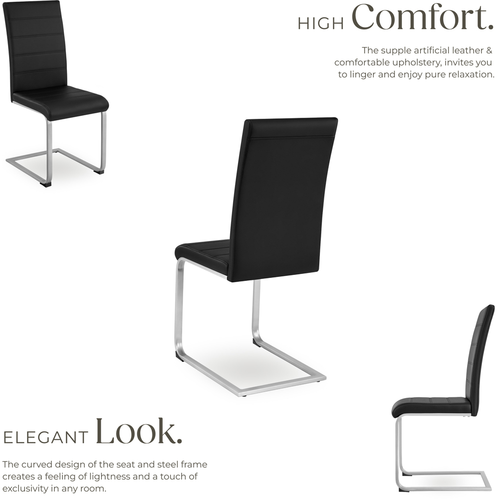 tectake Set of 2 Black Cantilever High Backrest Dining Chair Image 4