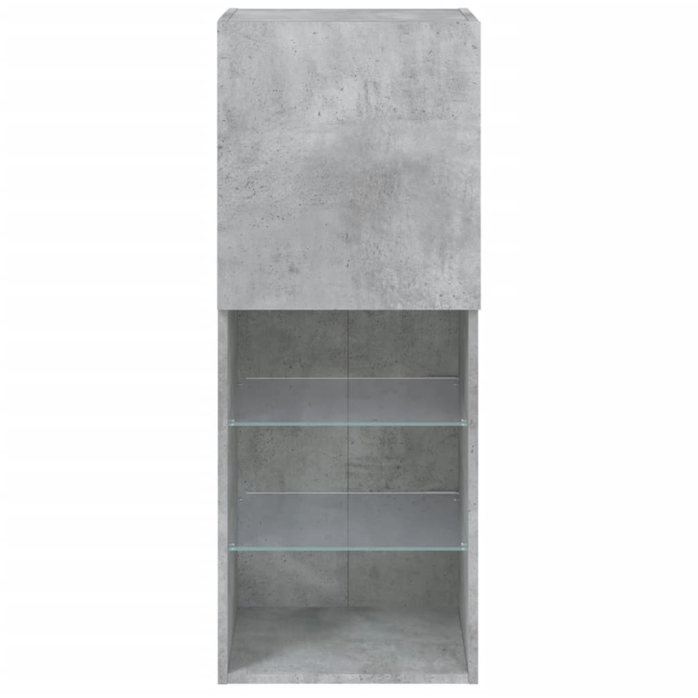 vidaXL Single Door 3 Shelf Concrete Grey Wall Mounted TV Cabinet with LED Lights Image 5