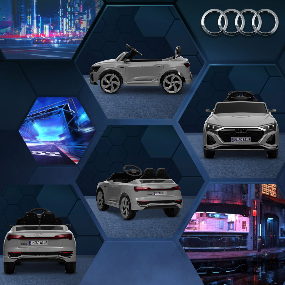 Tommy Toys Grey Audi Q8 E-tron Sportback Licensed Kids Electric Car with Remote Image 3