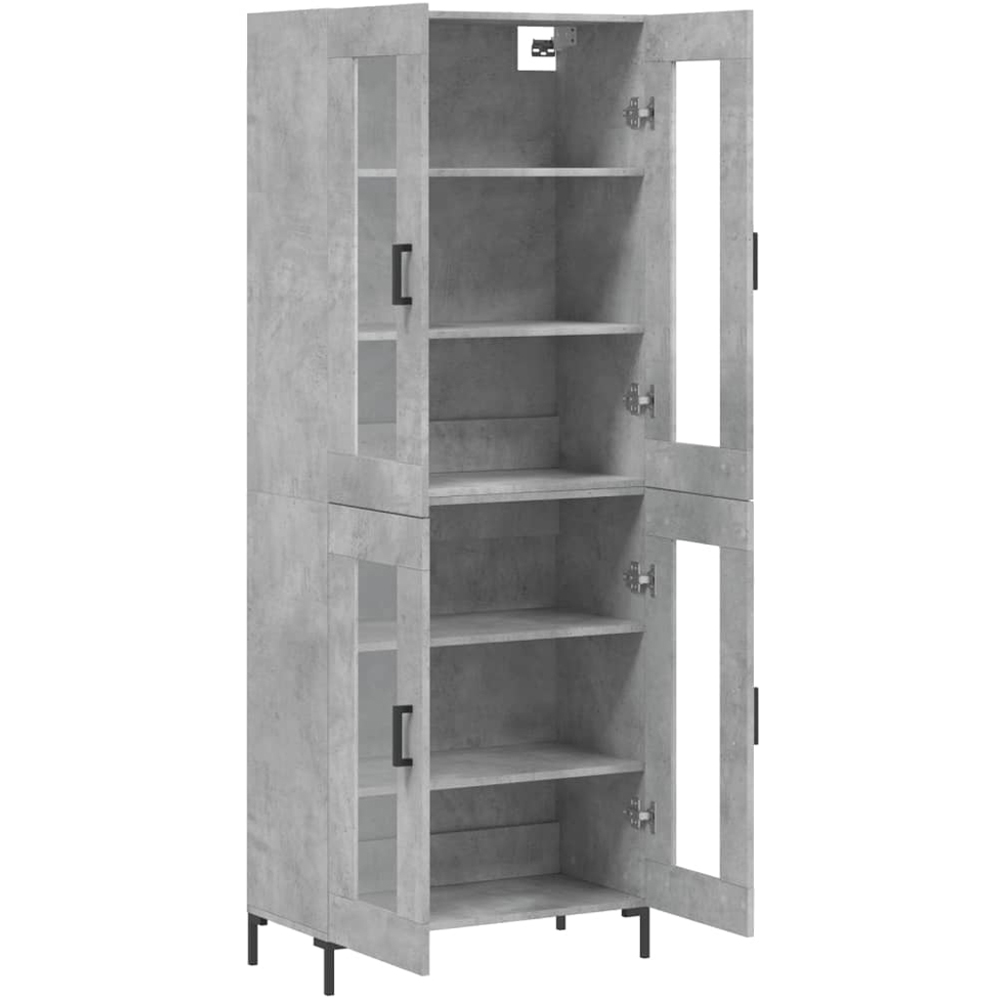 vidaXL 4 Glass Door Concrete Grey Highboard Image 4