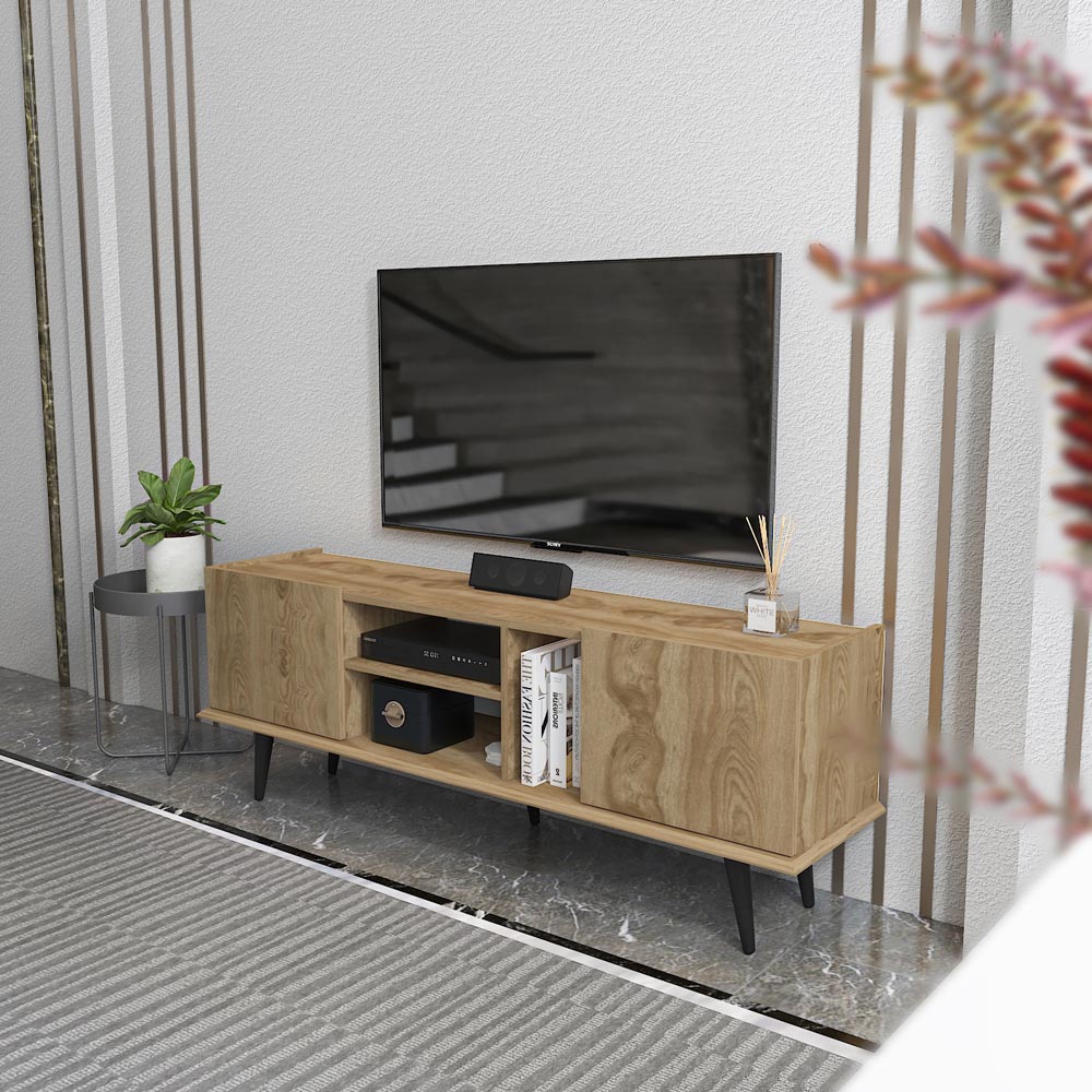 Decorotika Ecuador 2 Door 3 Shelf Oud Oak TV Unit Image 3