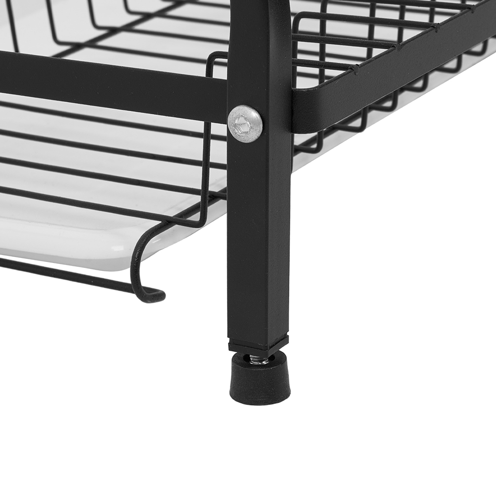 Living and Home 3 Tier Black Kitchen Dish Drying Rack with Drip Tray and Cutlery Holder Image 5