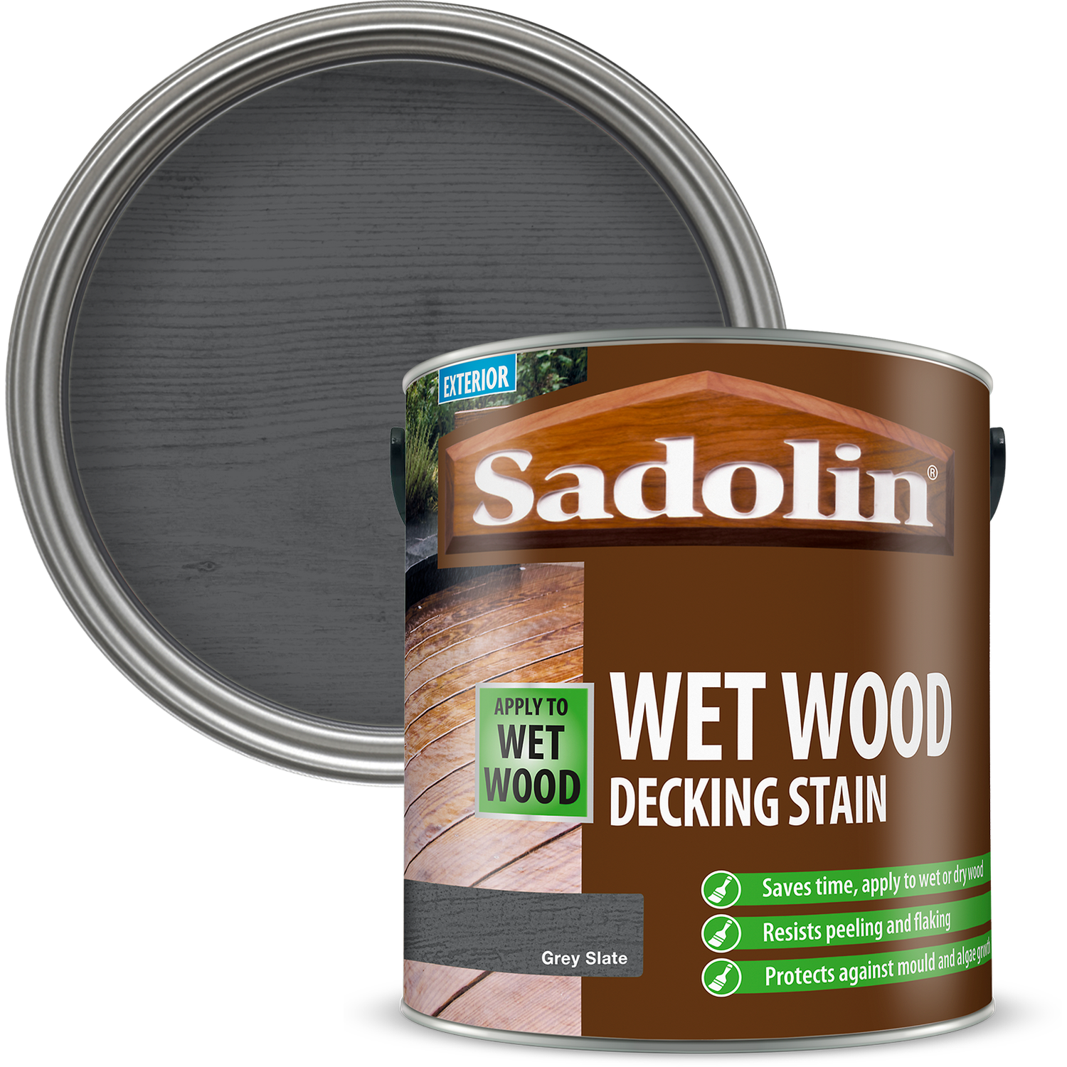 Sadolin Wet Decking Stain 2.5L Grey Slate Image 1