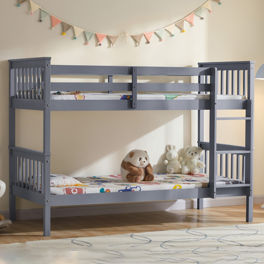 VIDA DESIGNS Milan Single Grey Bunk Bed with Foam Mattress Image 1