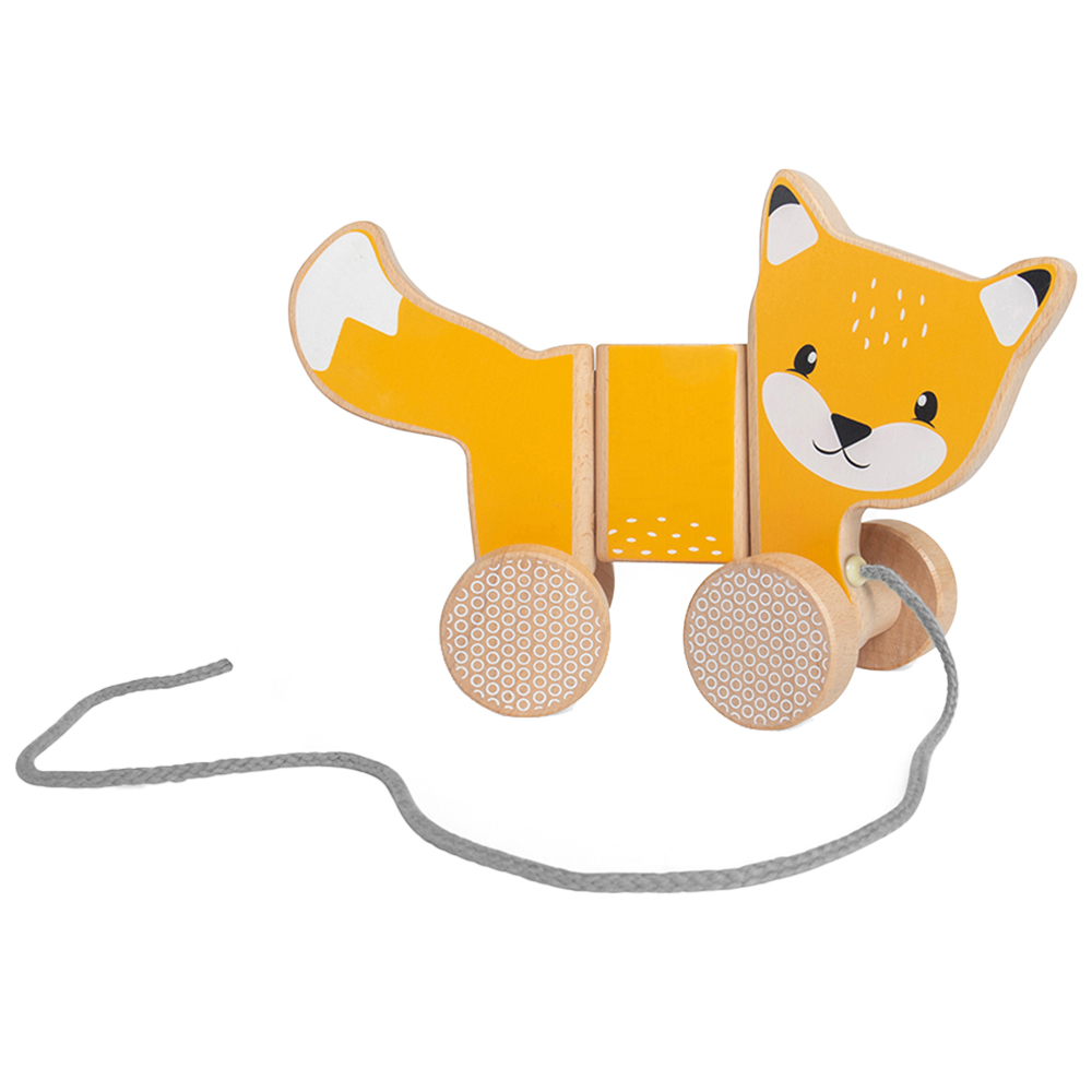 Bigjigs Toys Wooden Pull Along Fox Orange Image 3