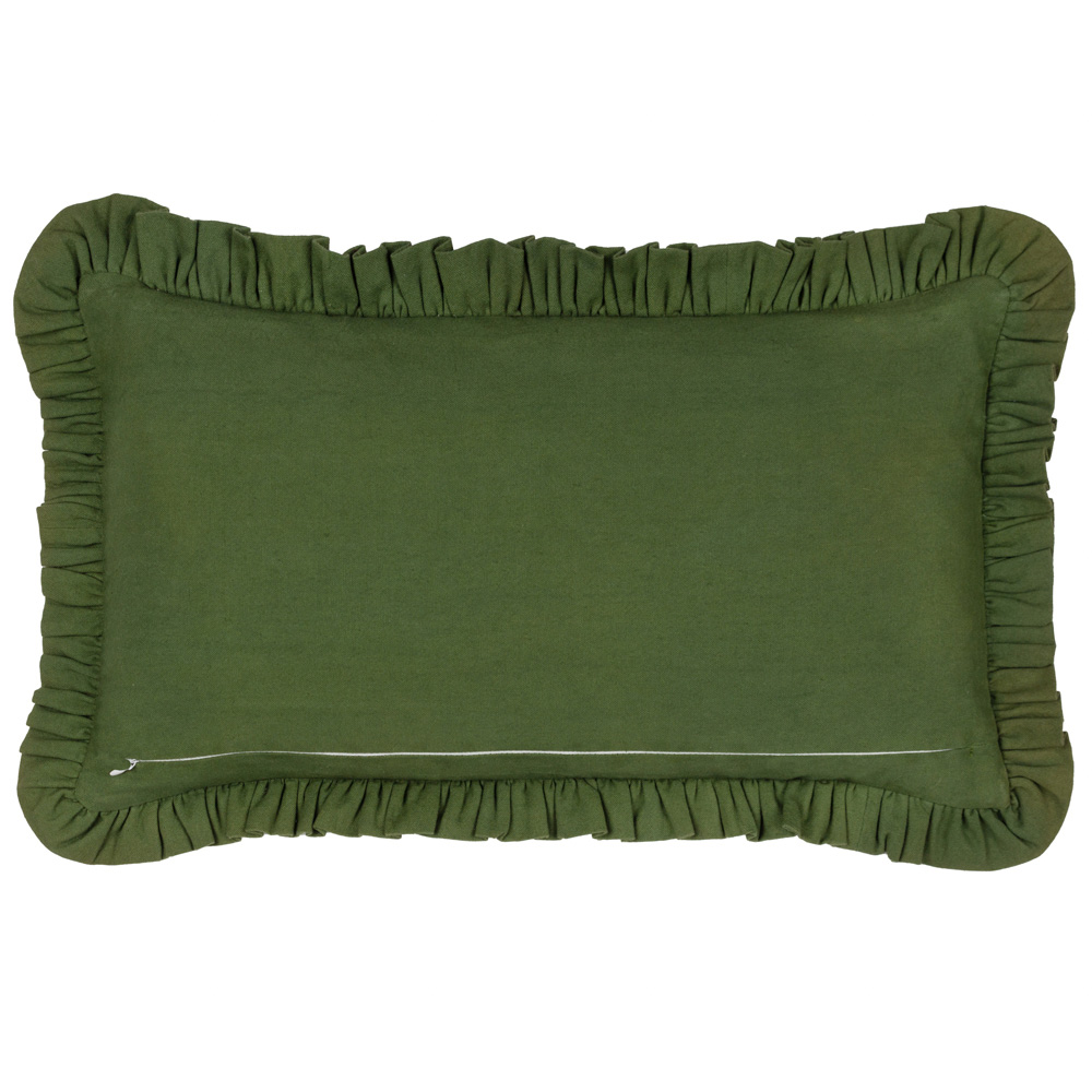 Furn Feeoni Home Sweet Home Embroidered Willow Green Cotton Cushion 30 x 50cm Image 3