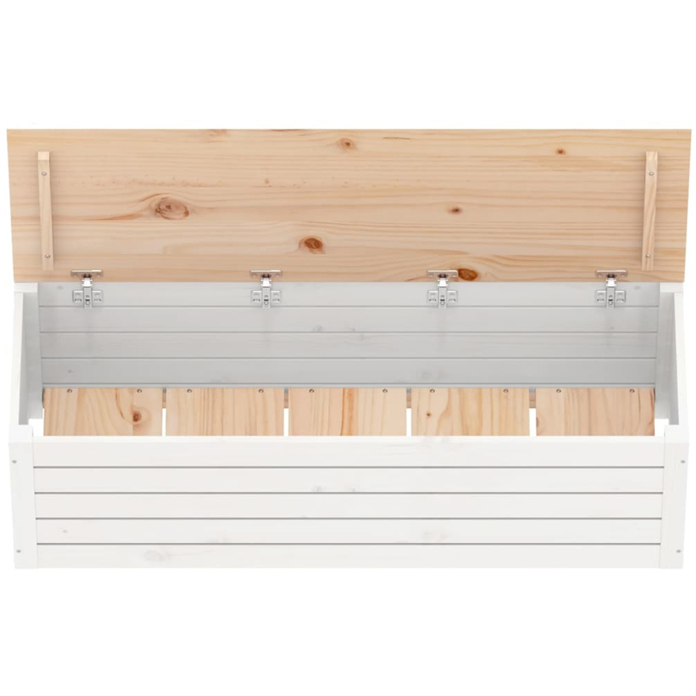 vidaXL White Solid Pine Wood Storage Box with Lid 109 x 36.5 x 33cm Image 5