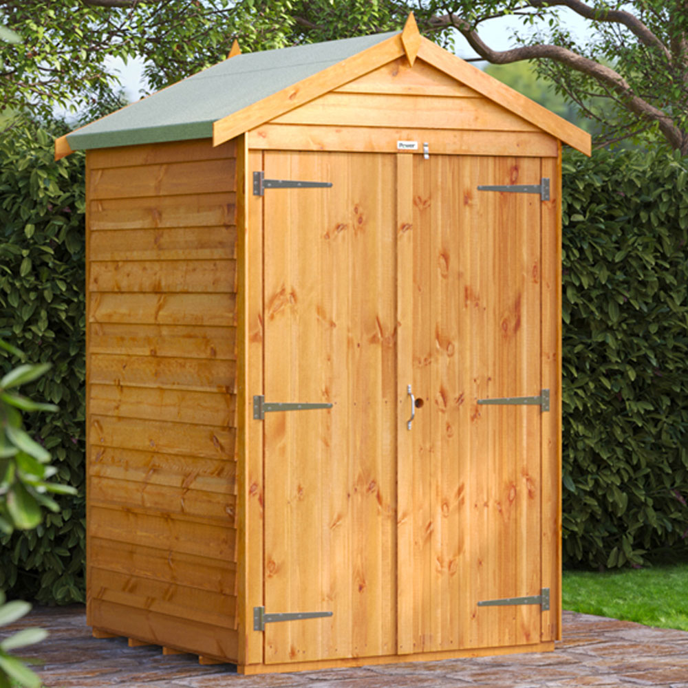 Power Sheds 4 x 4ft Double Door Overlap Apex Wooden Shed Image 2