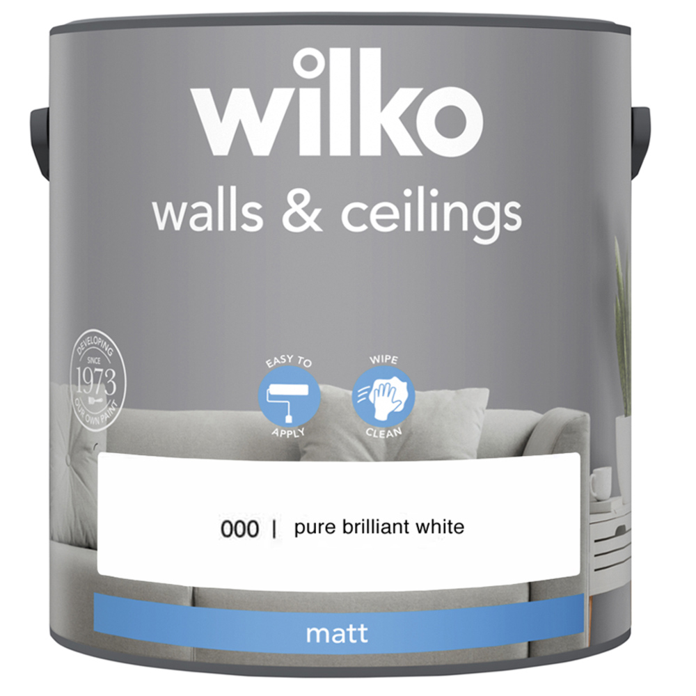 Wilko Walls & Ceilings Pure Brilliant White Matt Emulsion Paint 2.5L Image 2