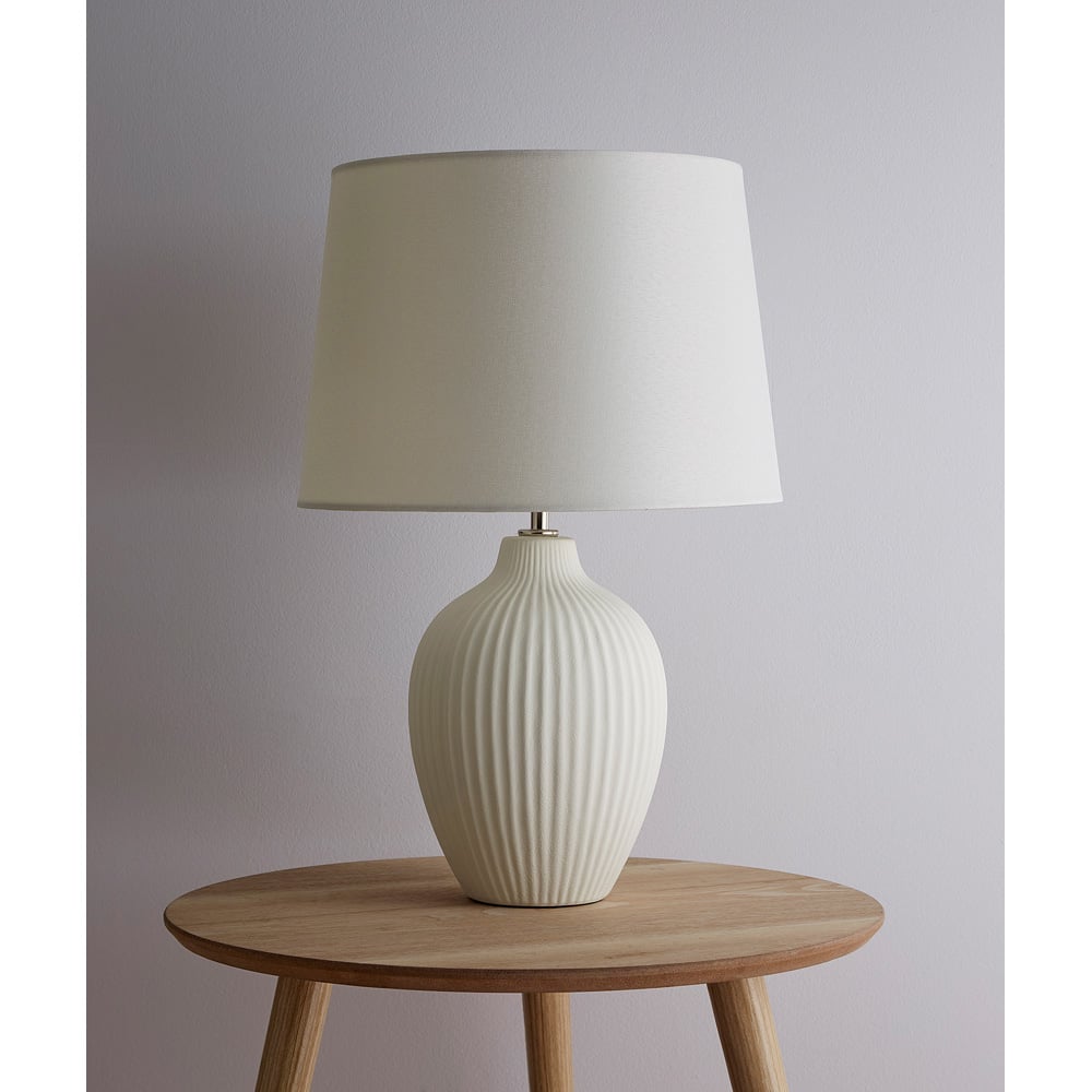 Kliving Nora Cream Shade Cream Ceramic Table Lamp Image 2