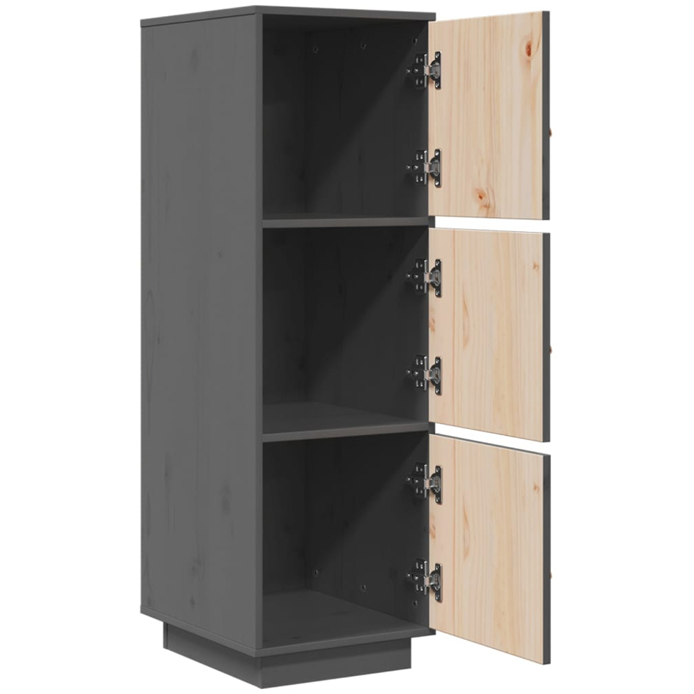 vidaXL 3 Door Grey Solid Pine Wood Highboard Image 6