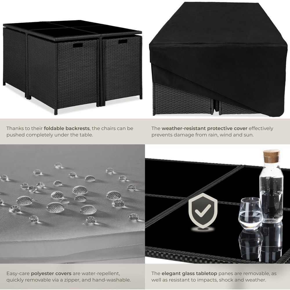 tectake Bilbao 8 Seater Garden Dining Table with Rain Cover Black and Grey Image 6