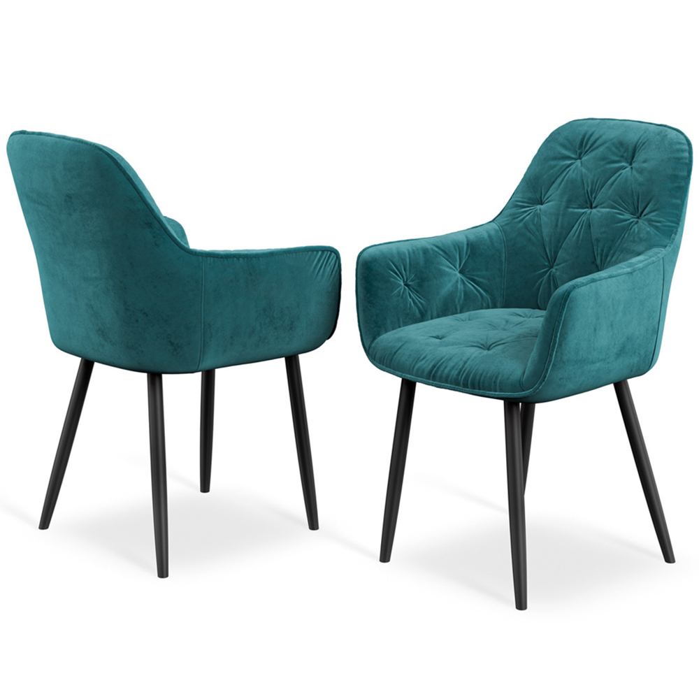 Furniture Online Anika Set of 2 Blue Velvet Padded Seat Dining Chair Image 5