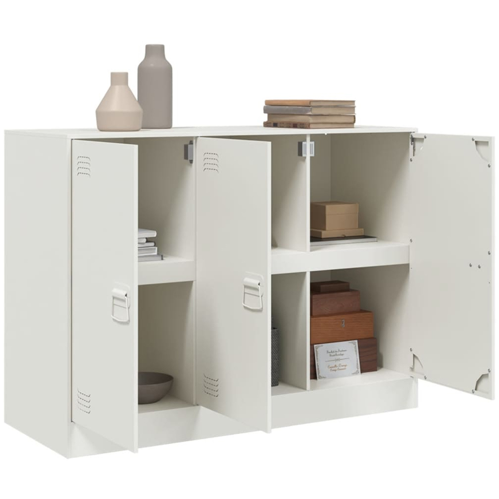 vidaXL 3 Door White Steel Sideboard Image 5