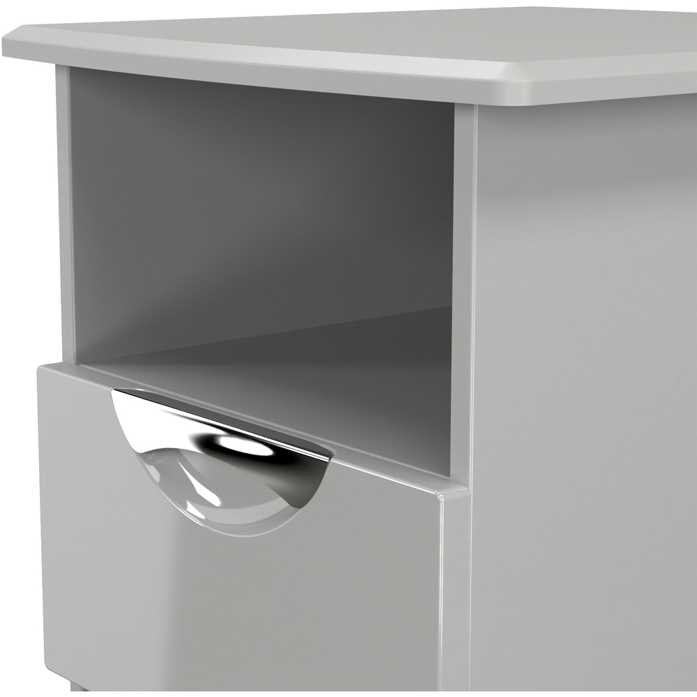 Crowndale Camden Single Drawer Single Shelf Grey Gloss and Dusk Grey Lamp Table Ready Assembled Image 5