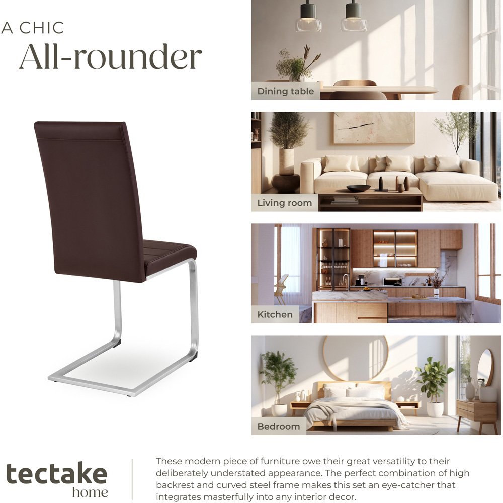 tectake Set of 2 Cappuccino Cantilever High Backrest Dining Chair Image 7