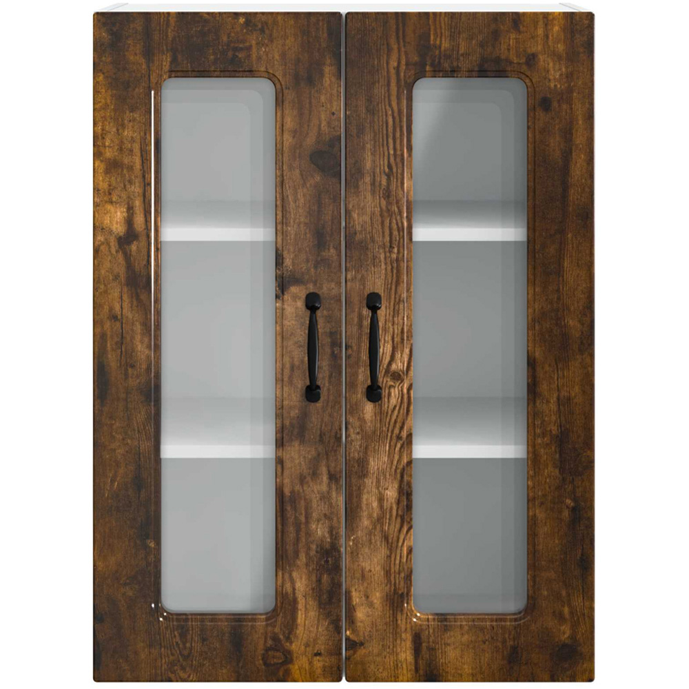 vidaXL 2 Glass Door Smoked Oak Kitchen Wall Cabinet Image 4
