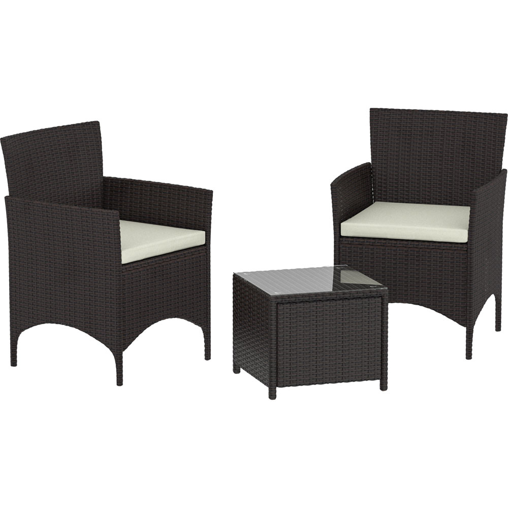 Garden Vida Bali Rattan Effect 2 Seater Bistro Set Brown Image 2