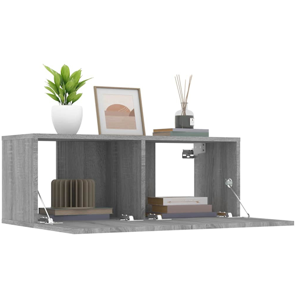 vidaXL 2 Door Grey Sonoma Wall Mounted TV Cabinet Set of 2 Image 4